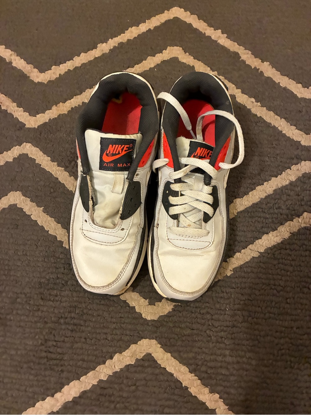 Nike Kids White and Red Air Max Sneakers